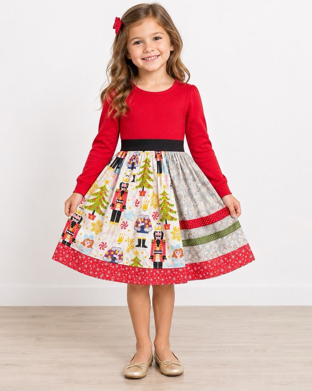 KPea Girls Christmas Nutcracker Dress Size 6 Red Holiday Handmade USA
